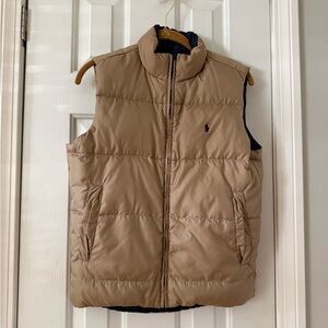 Polo Ralph Lauren Kids Tan/Navy Blue Reversible Puffer Vest